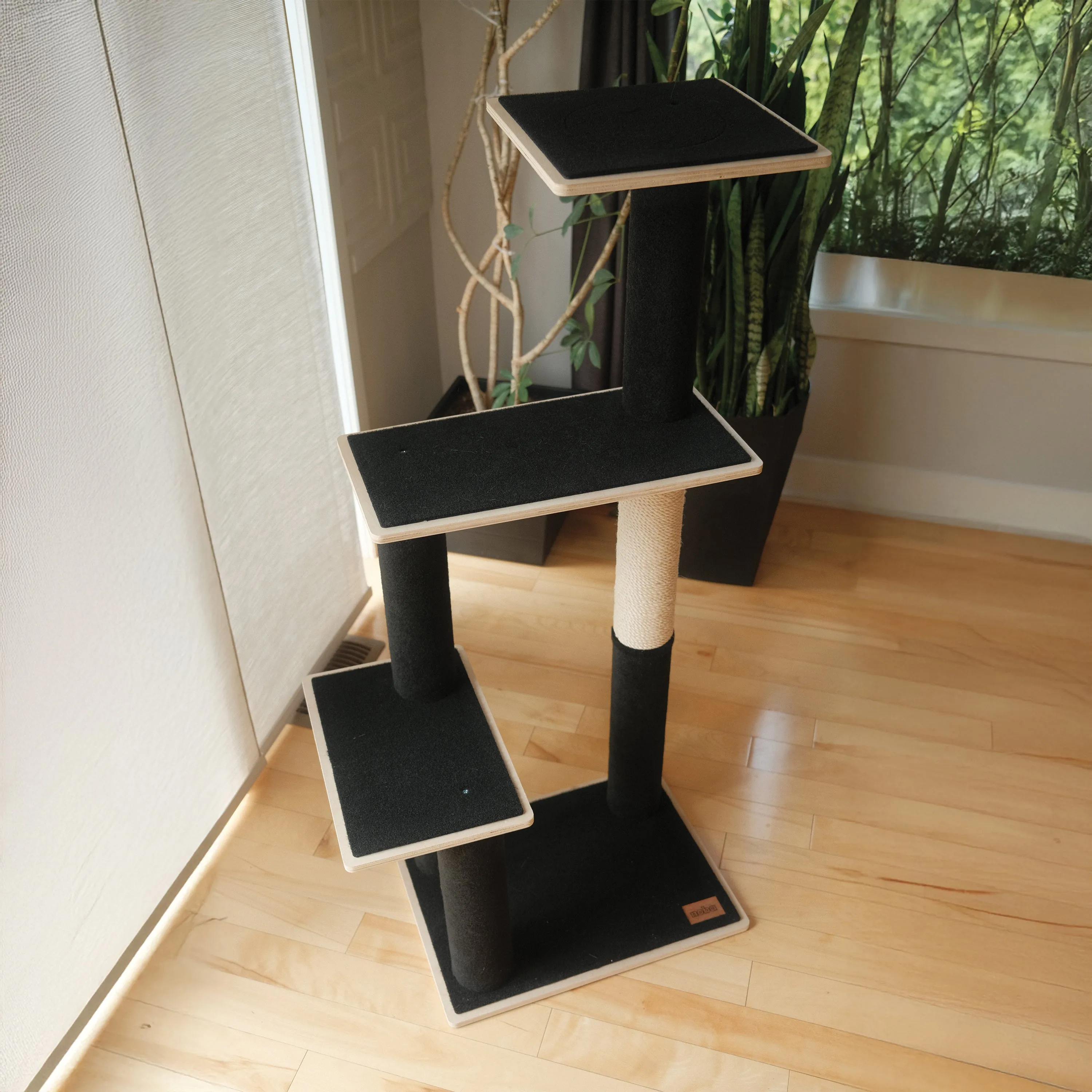 Arbre à chat moderne en contreplaqué Noba – 3 niveaux, photo 2