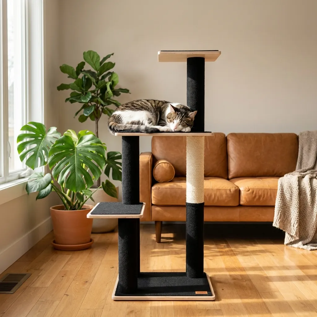Arbre à chat moderne en contreplaqué Noba – 3 niveaux, photo 3