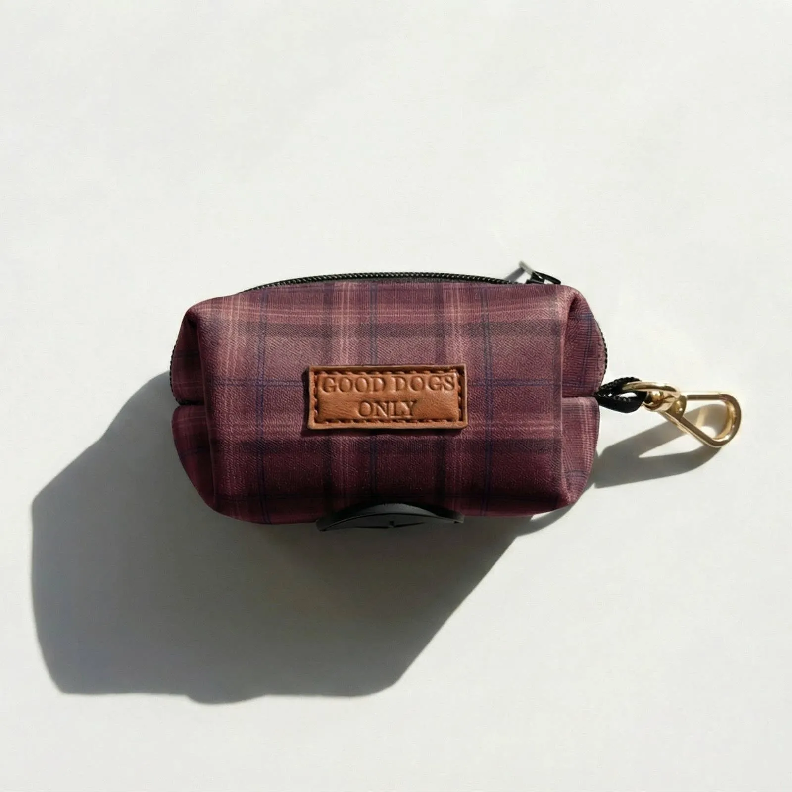 Plaid waste bag holder in Mulberry