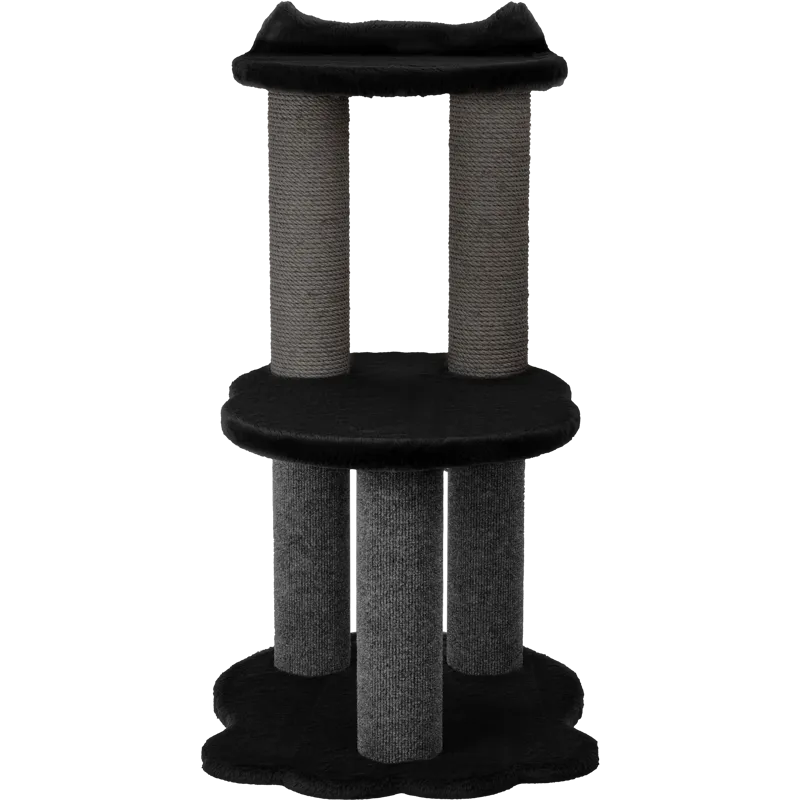 Relaxation 2-Level Cat Tree – Black Faux Fur, photo 3