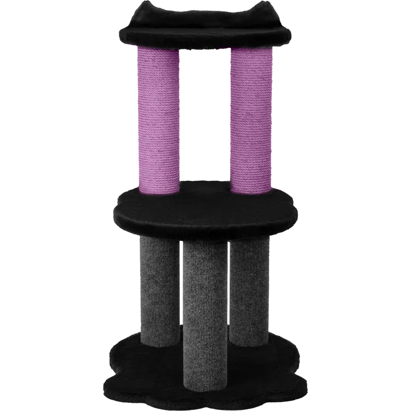 Relaxation 2-Level Cat Tree – Black Faux Fur, photo 4