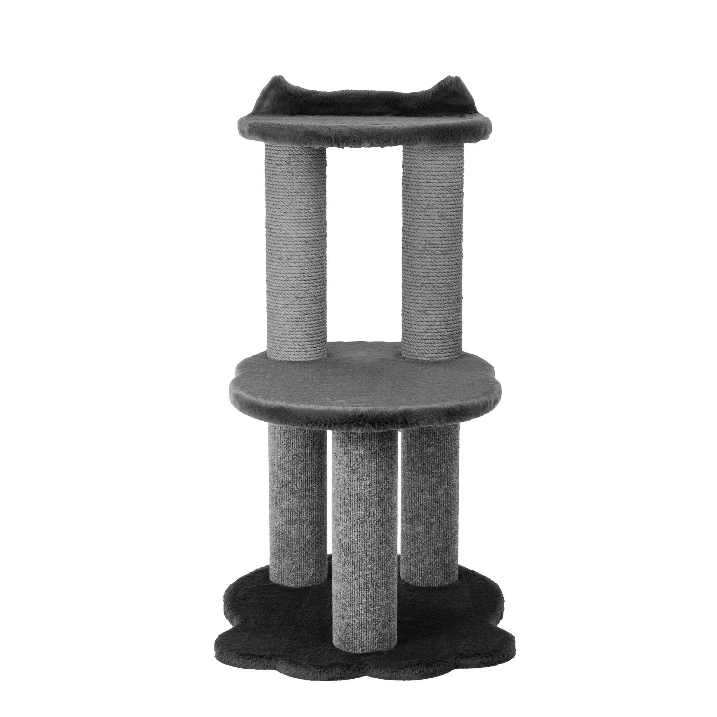 Relaxation 2-Level Cat Tree – Grey Faux Fur, photo 4