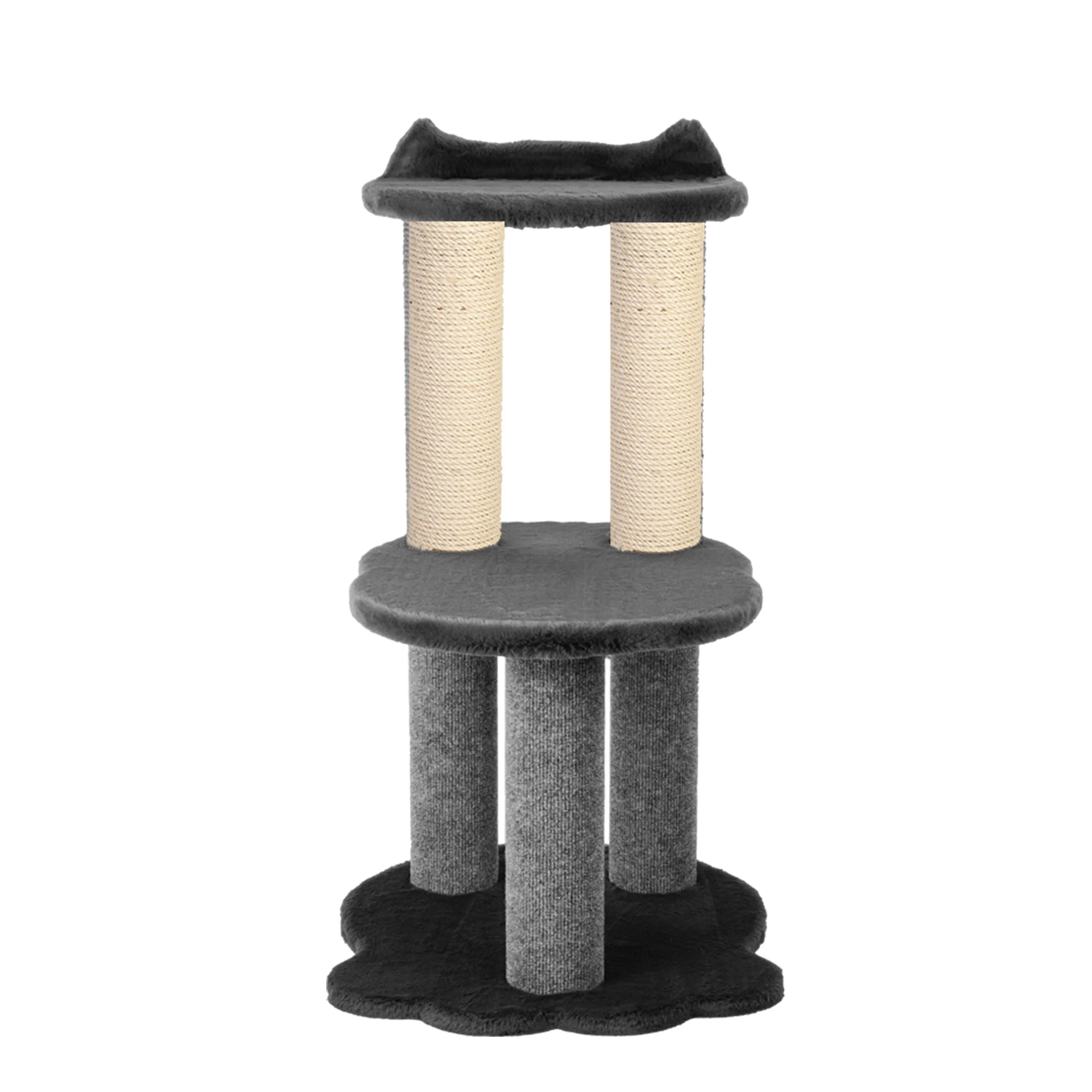 Relaxation 2-Level Cat Tree – Grey Faux Fur, photo 5