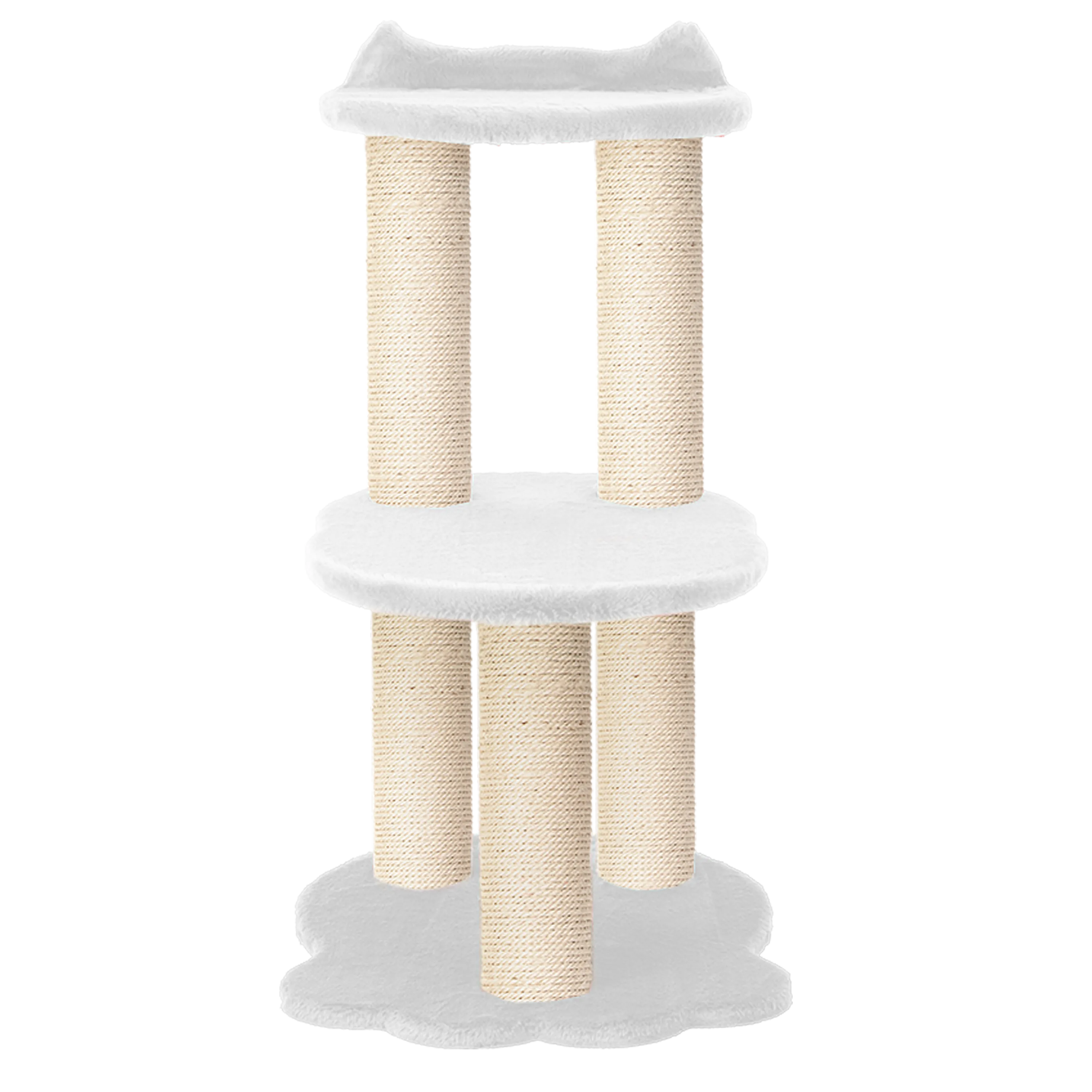 Relaxation 2-Level Cat Tree – White Faux Fur, photo 5
