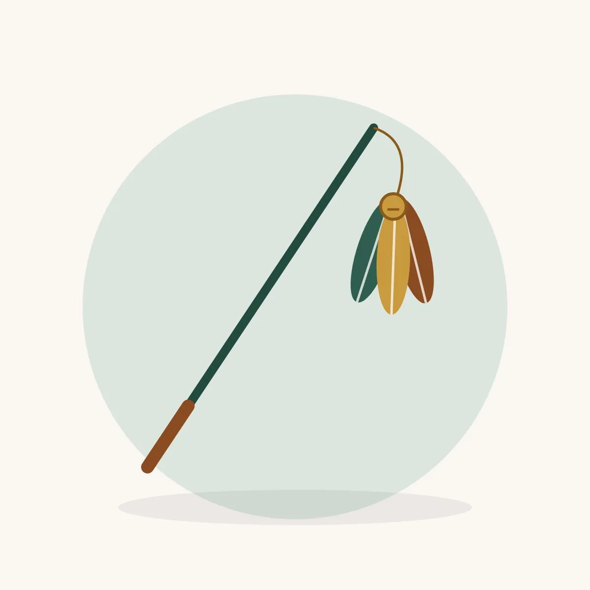 Illustration d’une canne pour chat avec plumes et clochette